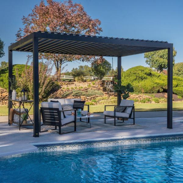 Adjustable Rainproof Roof Steel Pergola for Heavy Duty Outdoor Living Area Space