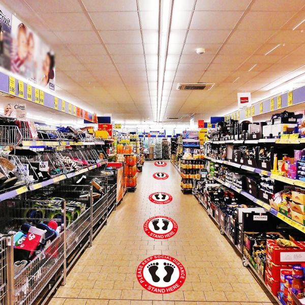 Die Cut Floor PVC Label Sticker Keep Safe Social Distancing Warning