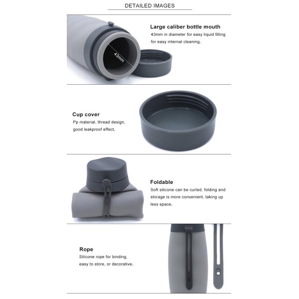 135g 600ml Silicone Roll Up Water Bottle For Unisex