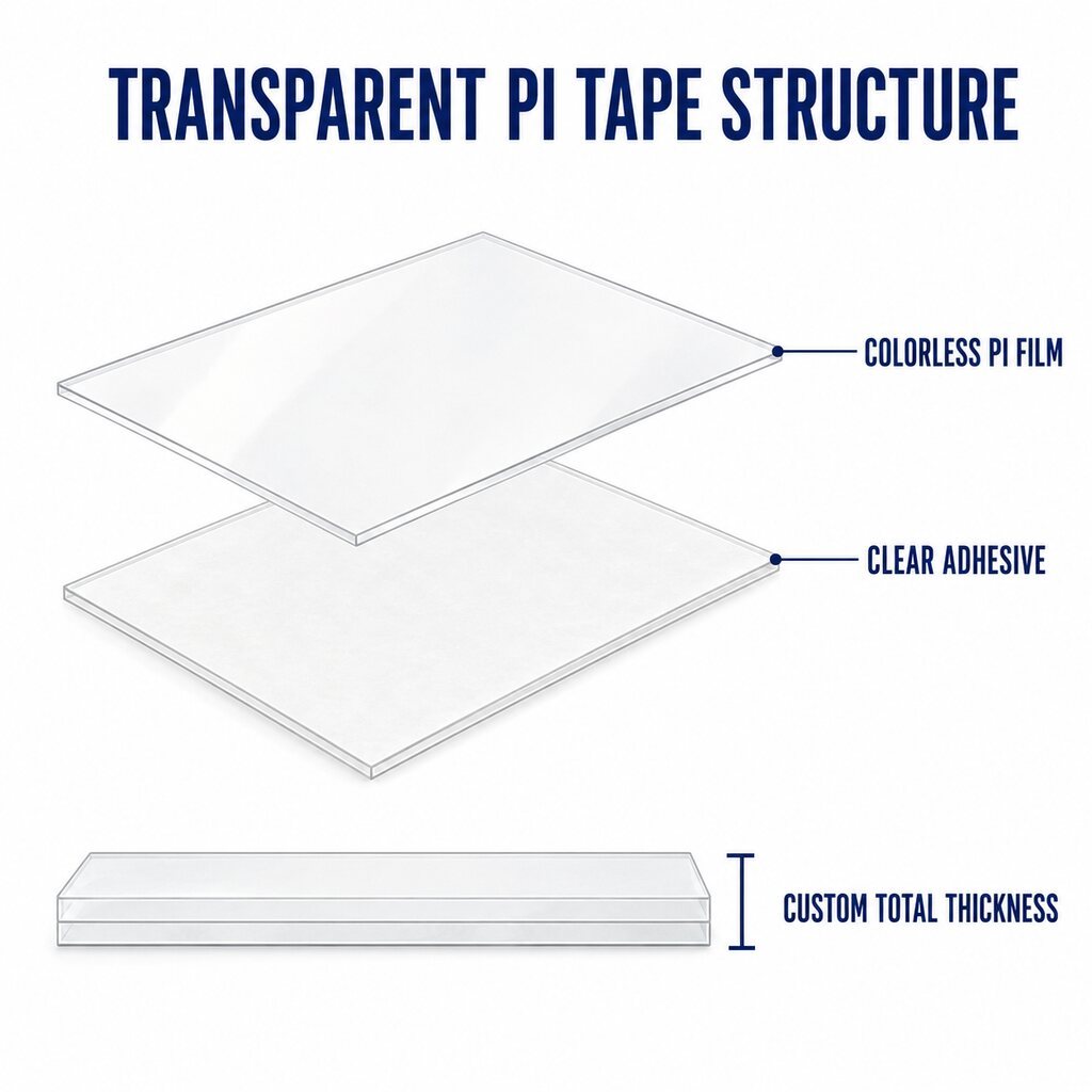 Transparent Polyimide Tape (Colorless PI Tape / CPI Film Tape / Clear Heat-Resistant Tape) – Silicone or Acrylic Adhesive for Displays, Cameras, FPC & Semiconductor Labels