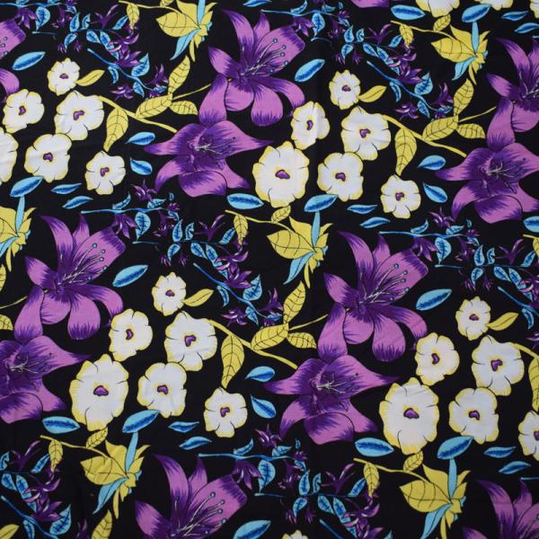 Da sarja floral macia da malha da cópia de rayon das blusas das partes superiores tela viscosa personalizada