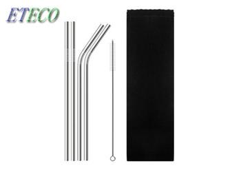 Juice Drinking Short Reusable Straws , Green Metal Bent Straws Buffer Polishing