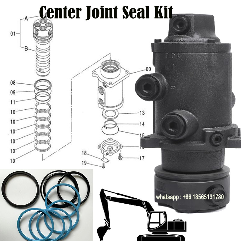 For JCB Center Joint Seal Kit JS160 JS210 JS200 JS220 JS290 Swivel Joint 332/D5124 828/10371 Excavator Rotary Coupling Kits