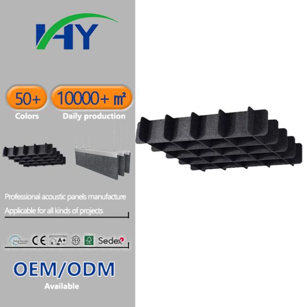 Customized Aesthetic Acoustic Ceiling Panels Eco Friendly Material Flame Retardant