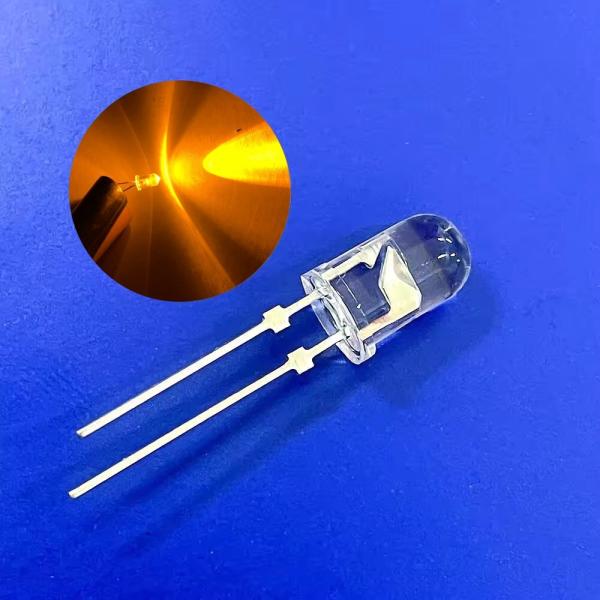 5mm Ambre Cor 590nm Super Brilhante 12000mcd Short Pin Com Parapente Para luz de aviso de trânsito