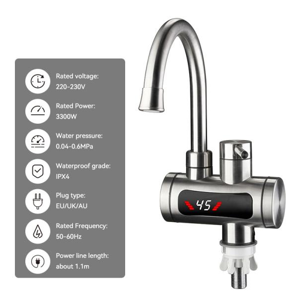 304 Stainless Steel Instant Heating Bathroom Hot And Cold Water Faucet