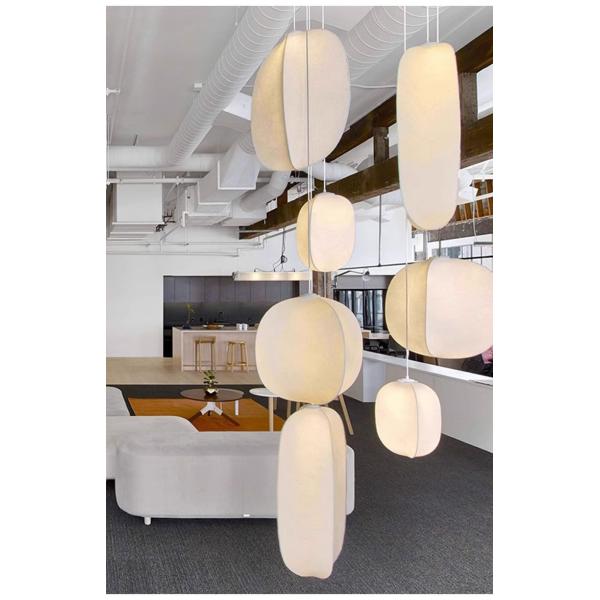 JYLIGHTING Suspension Luminaire Wabi Sabi en Soie, Lustre Personnalisé en Tissu, Magasin, Restaurant, Couloir, Centre Commercial, Lampes Décoratives