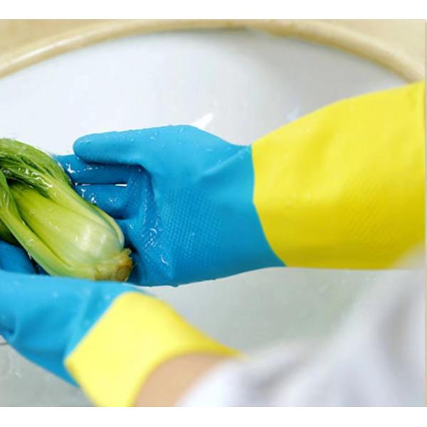Kitchen Cleaning Latex Industrial Bicolor Glove Household Thickening Chemical Resistance