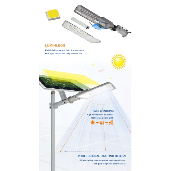 60 Вт солнечные уличные фонари 6500K высокоэффективные интегрированные