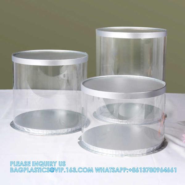 Tall Clear Cake Boxes With Ribbon - Gold Round Clear Cake Box For Birthday Cake | Wedding Cake Transparent Cake Box