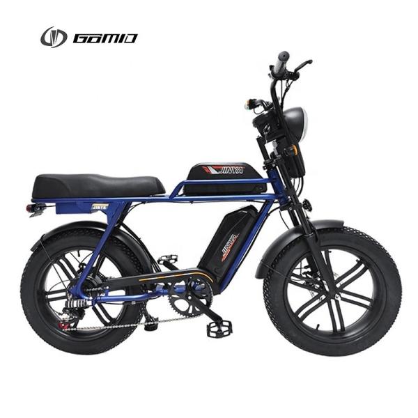 Retro E Bike GOMID 1000W Hub Motor Fat Tire Electric Bicycle with Full Suspension and High Capacity Lithium Battery