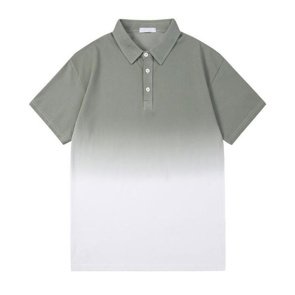 Hanging Dye Teenage Gradient Tee Shirt Button Up Short Sleeve Polo Shirts