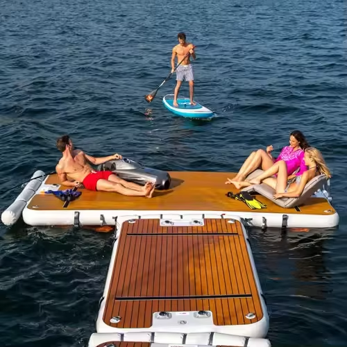 Self-Adhesive PVC Marine Non-Slip Flooring Mat, Macadam Texture Brown Black Striped Boat Deck Pad, UV Resistant Anti-Skid Mat For Inflatable Boats And Yachts