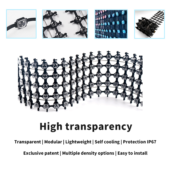 LED Mesh Display Screen Flexible P125 12V Display for Shopping Mall Concert Architectural Media Facade