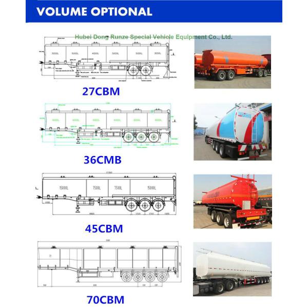 Aluminum Tri Axle Tank Semi Trailer For Diesel Oil , Gasoline , Kerosene Transport 47-50Ton