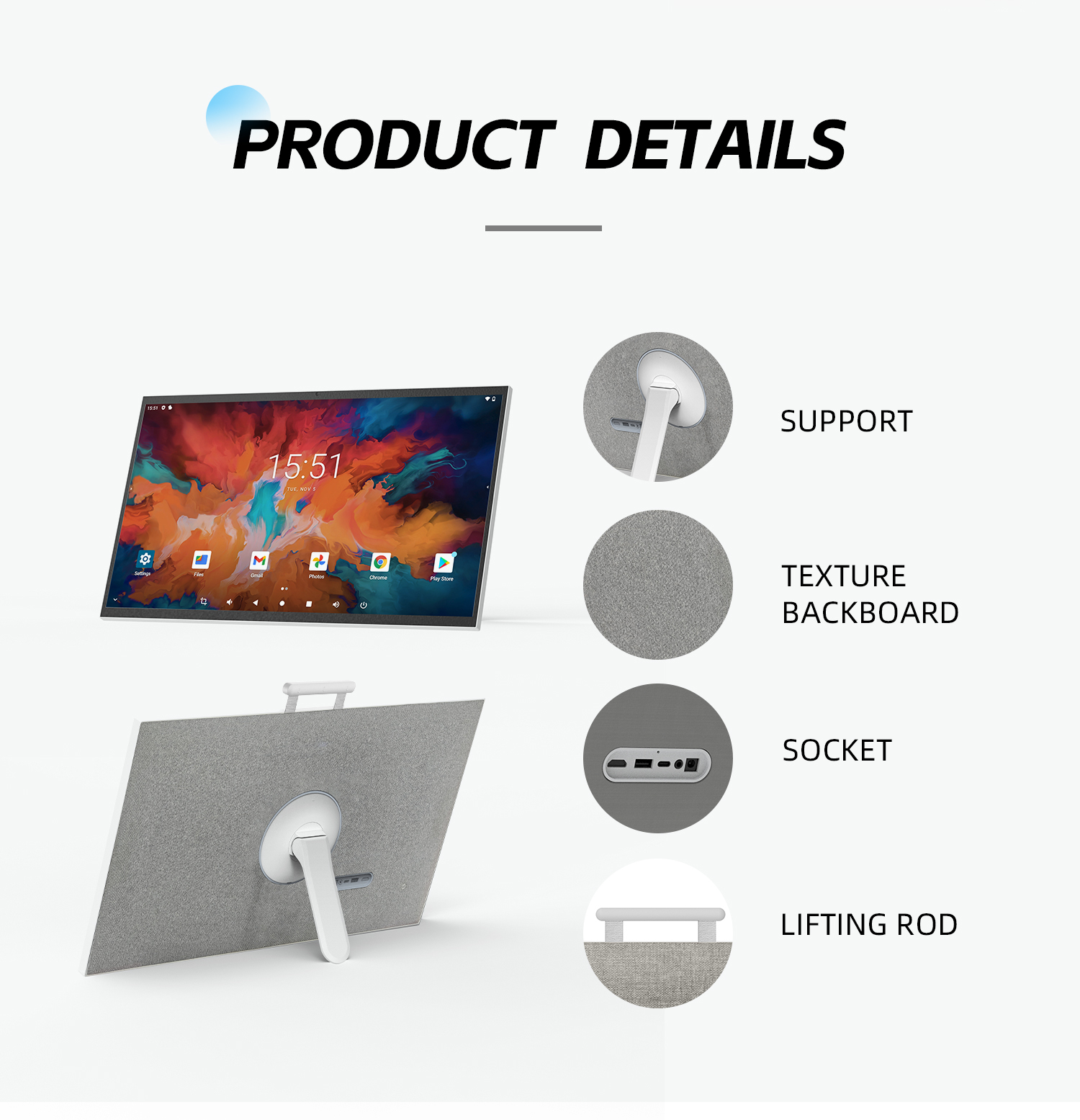 VETO Wholesale 27 Inches Detachable Digital Tv Tablet with Built-in 13MP Camera  Wireless Rolling Smart Tv
