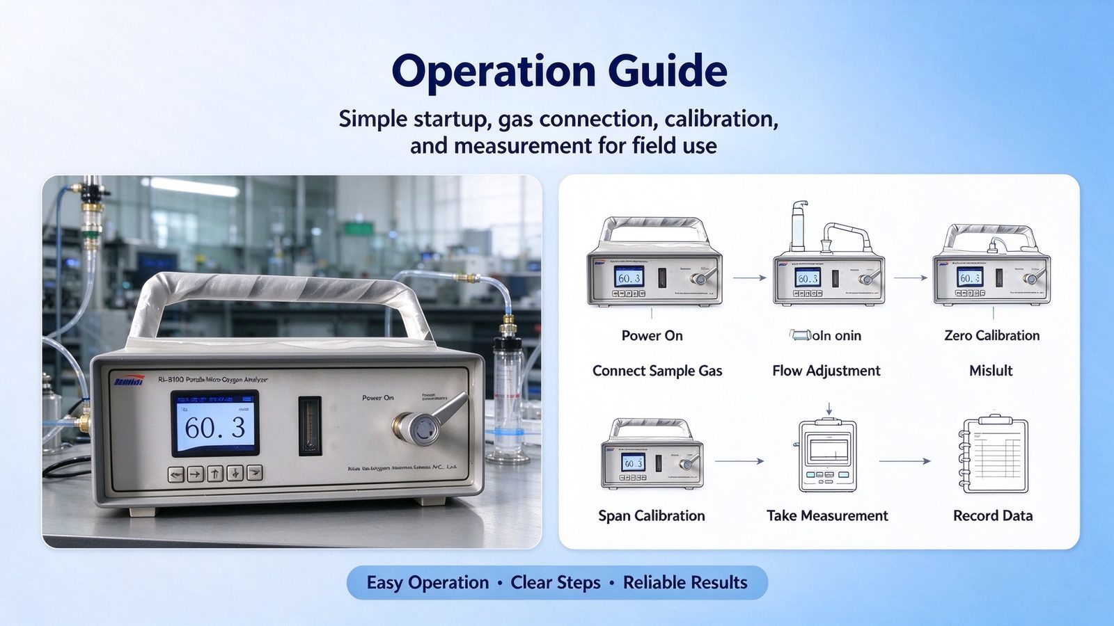 Portable O2 Gas Purity Analyzer High Accuracy Electrochemical Oxygen Analyzer