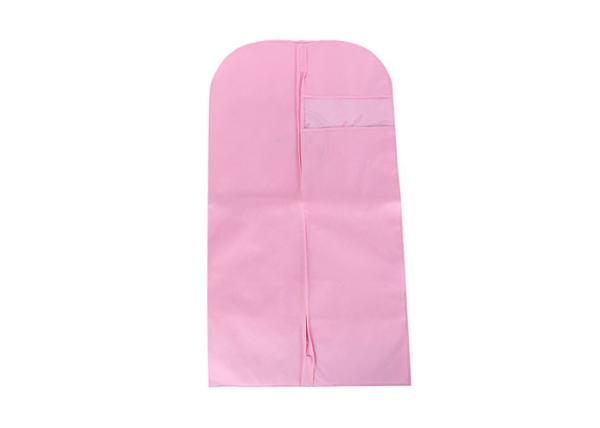 wholesale Pink Nonwoven Suit Garment Bag With Zipper Closure Dustproof And Hanger Slot