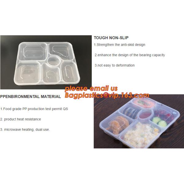 Коробка бенто пластикового устранимого пластикового взятия качества еды отсутствующая с 4 отсек, пищевой контейнер контейнеров пластиковый течебезопасный