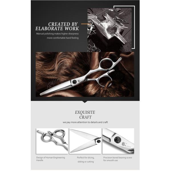 6.0 Inch Hair Salon Shears Japanese 440C Steel Sliding Cutting High Smoothness
