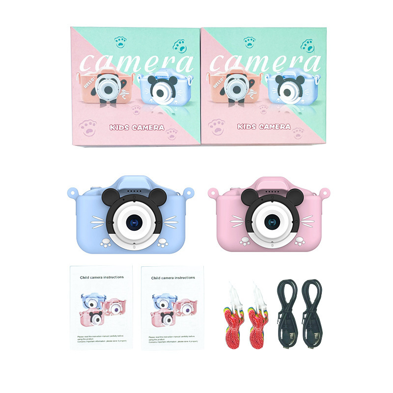 New Cartoon Children's Camera Capable Recording Full HD Video Dual-camera SLR Digital Camera Toy MicroSD Plastic Body 8x Filter