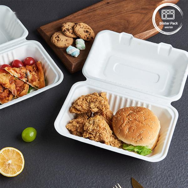 PFAS Free Compostable Clamshell Lunch Box Fuling Biodegradable Bagasse Pulp Fast Food