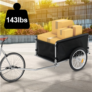 Bike Trailer Cargo Foldable Max Load, 2x16'' Inflatable Wheels, Aluminum Bicycle Cargo Trailer w/Hitch, for Lugg