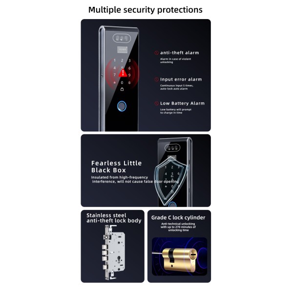 YAGU Double-sided 3D Face Recognition Automatic Smart Lock Fingerprint Combination Lock Entry Door Security Door Household Locks