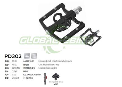 JY-PD302 Black Aluminum Platform Pedal Set For Mountain Road / Hybrid Bikes