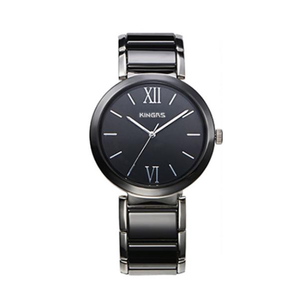 Black Vogue Ceramic Woman's Wrist Watch Fashion Custom Logo Area