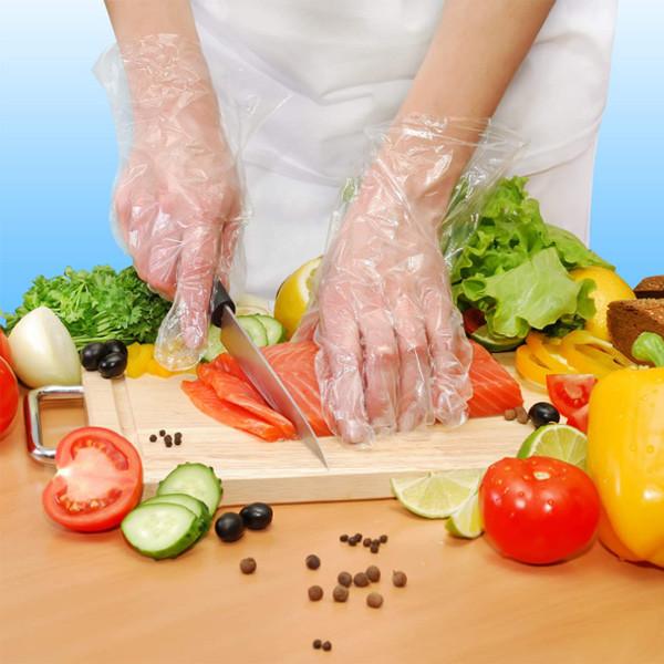 Clear Disposable PE Gloves / Cleaning Prepare Food Decorating Powder Free PE Gloves