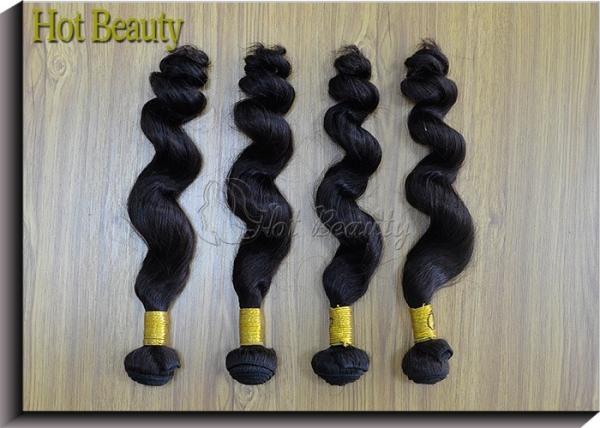 6A Grade Black Virgin Human Hair Extensions Natural Wave Full Head Bundles