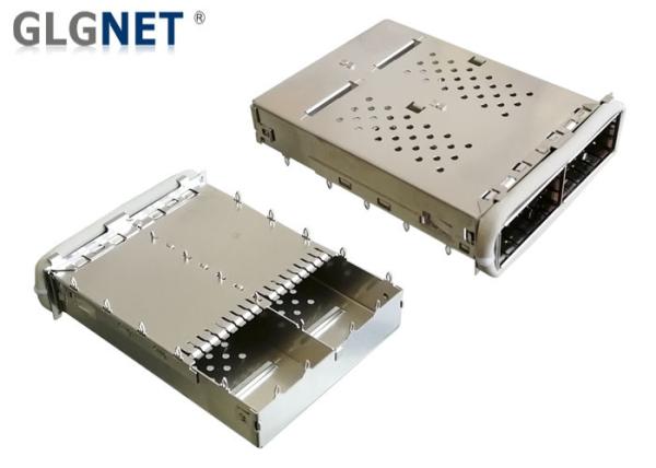 One Piece Shielding Qsfp+ Connector 2 Ports Ganged QSFP14 Cage Copper Alloy Materials