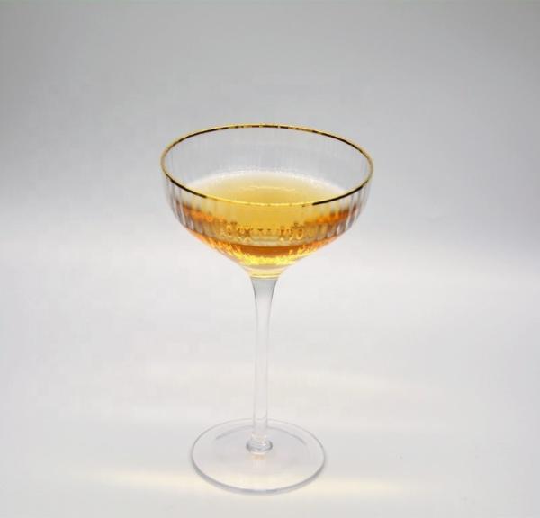 Personalize vidros de Rim Optical Stripes Crystal Cocktail do ouro
