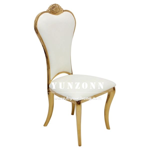 Luxury Royal Crown Head Wedding Chair Event Venue White and Gold Dining Chairs