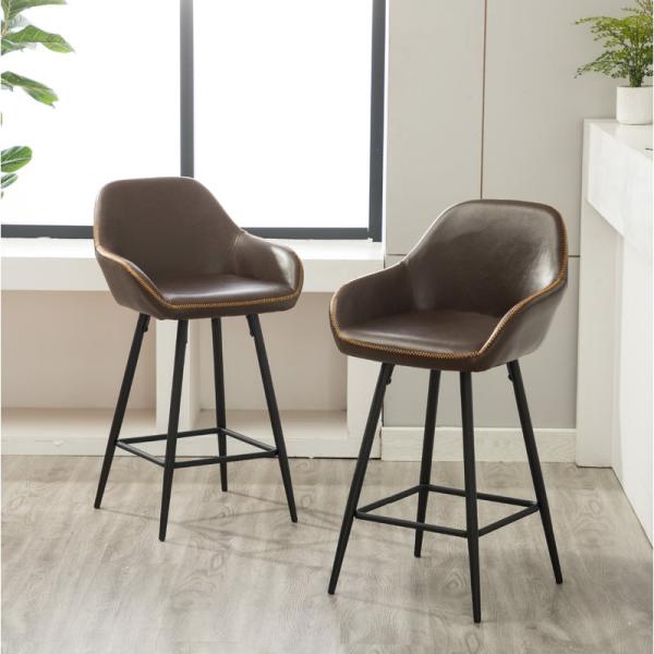 0.19m3 6.45KGS Contemporary Bar Stools With Tapered Metal Legs