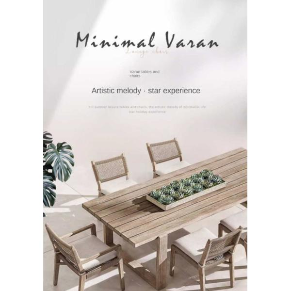 Nordic Modern Round And Rectangle Teak Outdoor Dining Table And Chairs For 10 Person