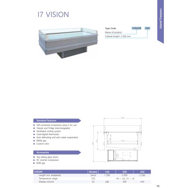 Defrost 320L Switchable Supermarket Island Freezer