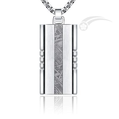 Rectangle Meteorite Stainless Steel Dog Tag Jewellery Mens Tag Pendant Casual
