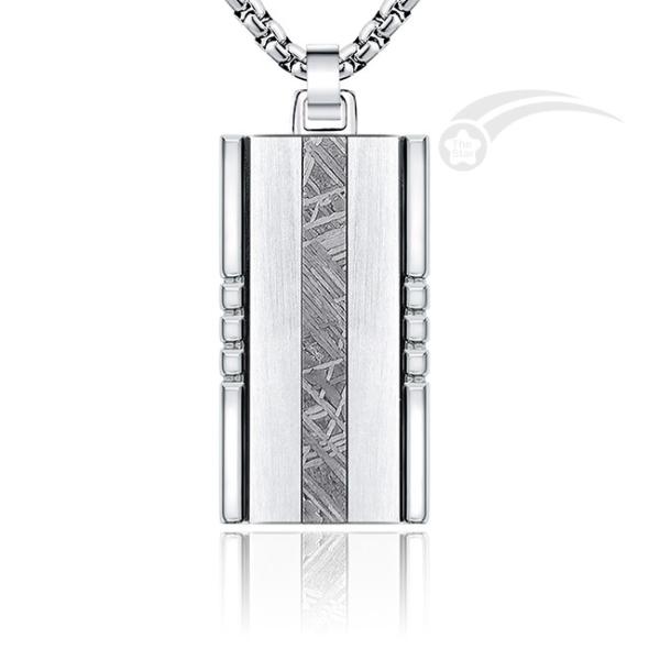 Rectangle Meteorite Stainless Steel Dog Tag Jewellery Mens Tag Pendant Casual