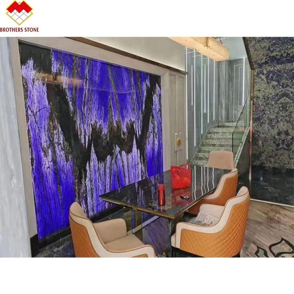 Modern Design Luxury Elegant Brazil Dream Sapphire Blue Stone Backlit Labradorite Blue Granite
