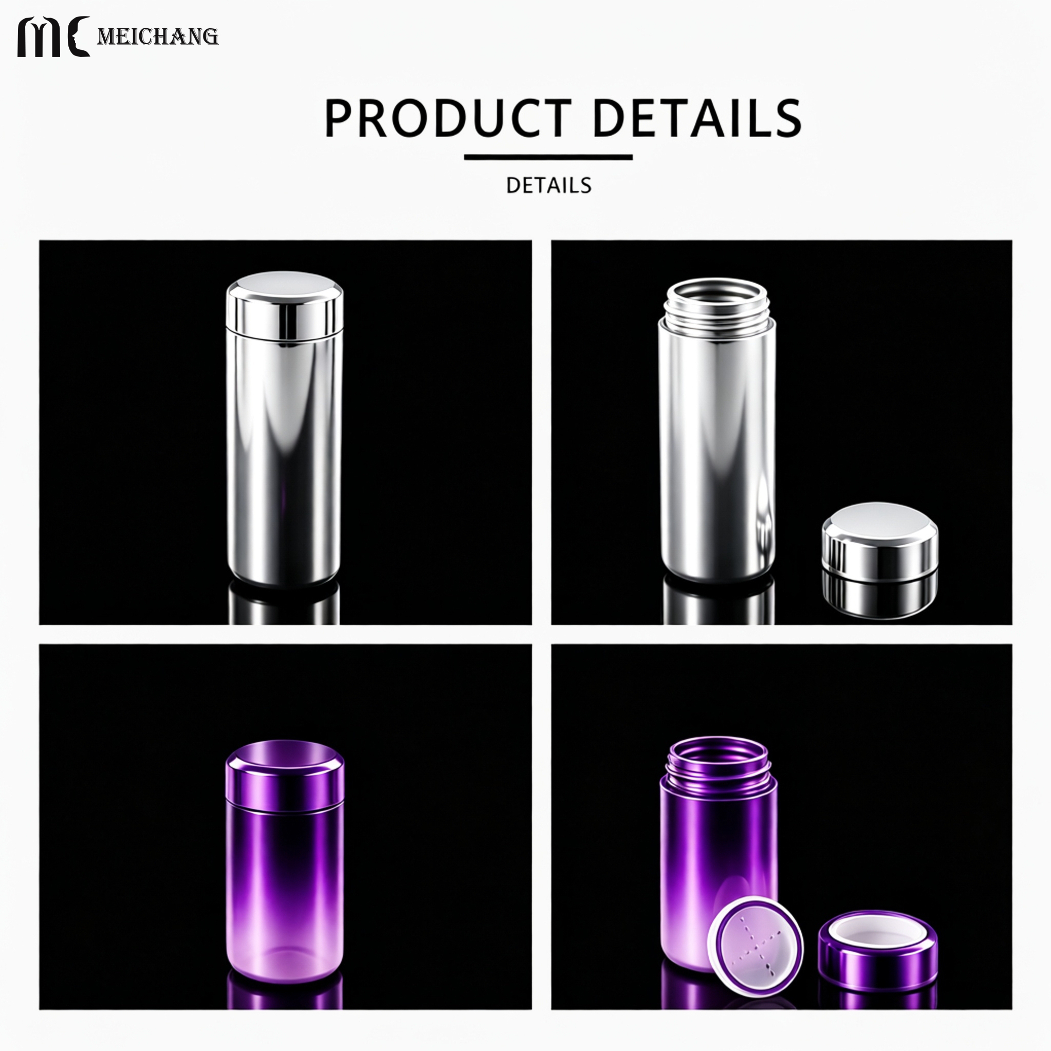30g 60g HDPE Cosmetic Glitter Powder Bottle with Sifter Cap (MC-1512)