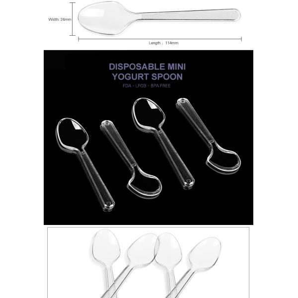 Eco friendly products disposable dessert cutlery clear plastic yogurt spoon