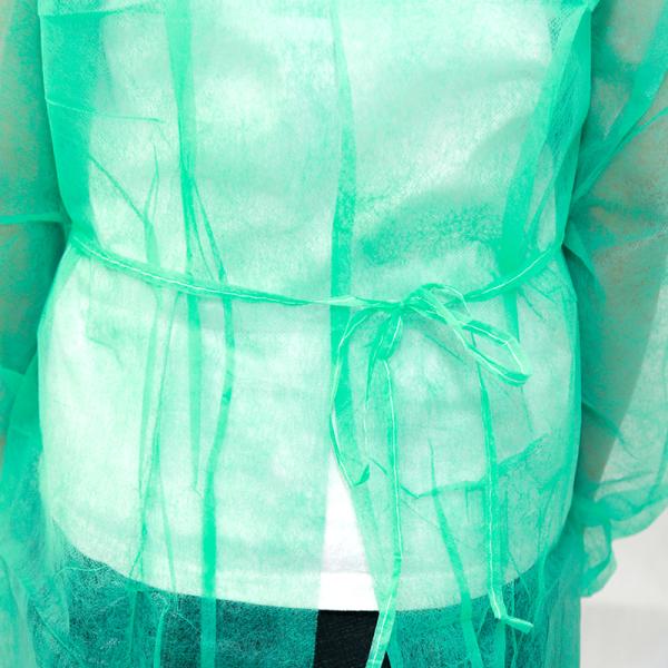 Fully Customized pp light green disposable non woven elastic cuff isolation gown