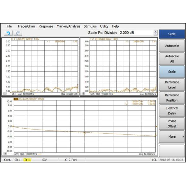 40GHz Low Loss RF Coaxial Cable Assembly L33P1 29M029 Flexible Coaxial Cable