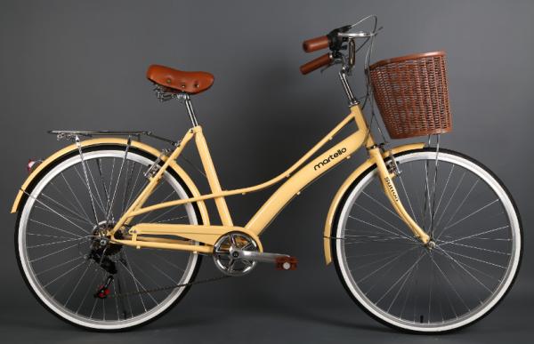 EN standard steel  26 inch OL retro city bike for lady  with Shimano 7 speed with basket and carrier