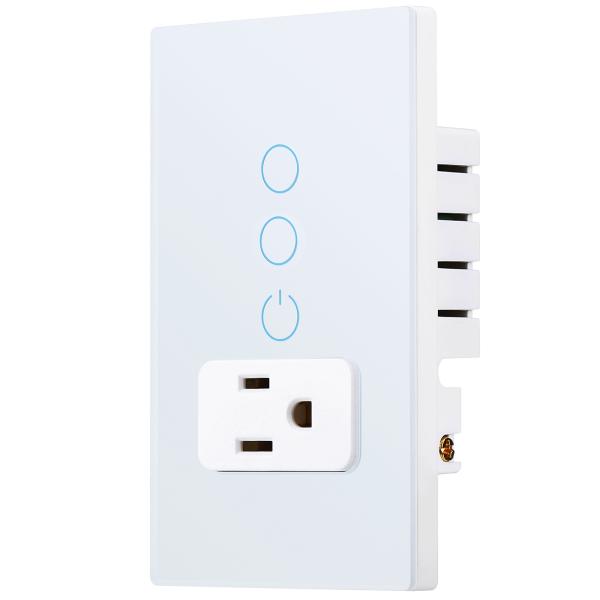 Glass Touch Wifi Smart Socket Switch 2.4GHz 2 Gang WiFi Socket For Smart Home Control