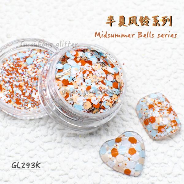 OEM Shiny Chunky Polyester Christmas Glitter Mix Powder Solvent Resistance Midsummer Bells