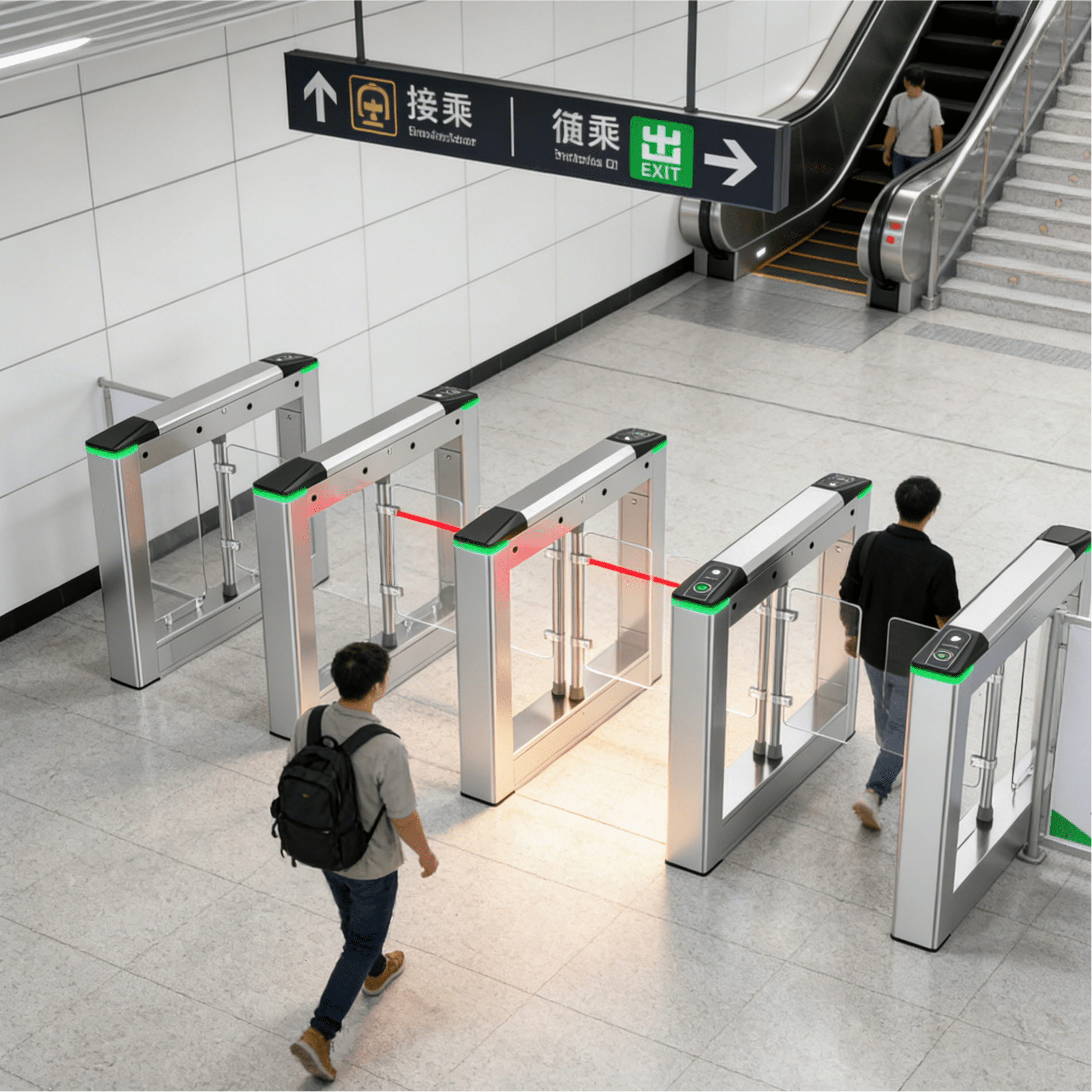 Automatic SUS304 Stainless Steel Swing Barrier Turnstile with Bi-Directional Arm Turning and Anti-Tailgating Access Control