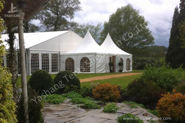 Out side 4M Width French Style High Peak Frame Tent Transparent PVC Windows